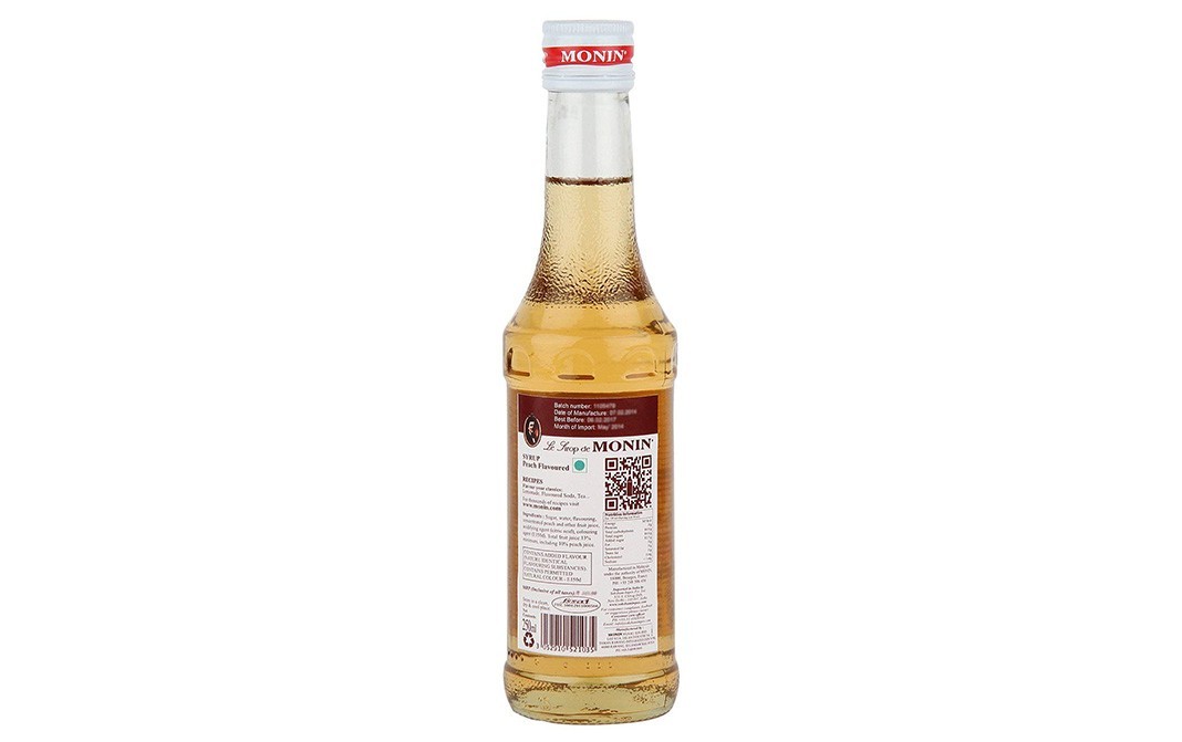 Monin Peche, Peach Syrup   Bottle  250 millilitre